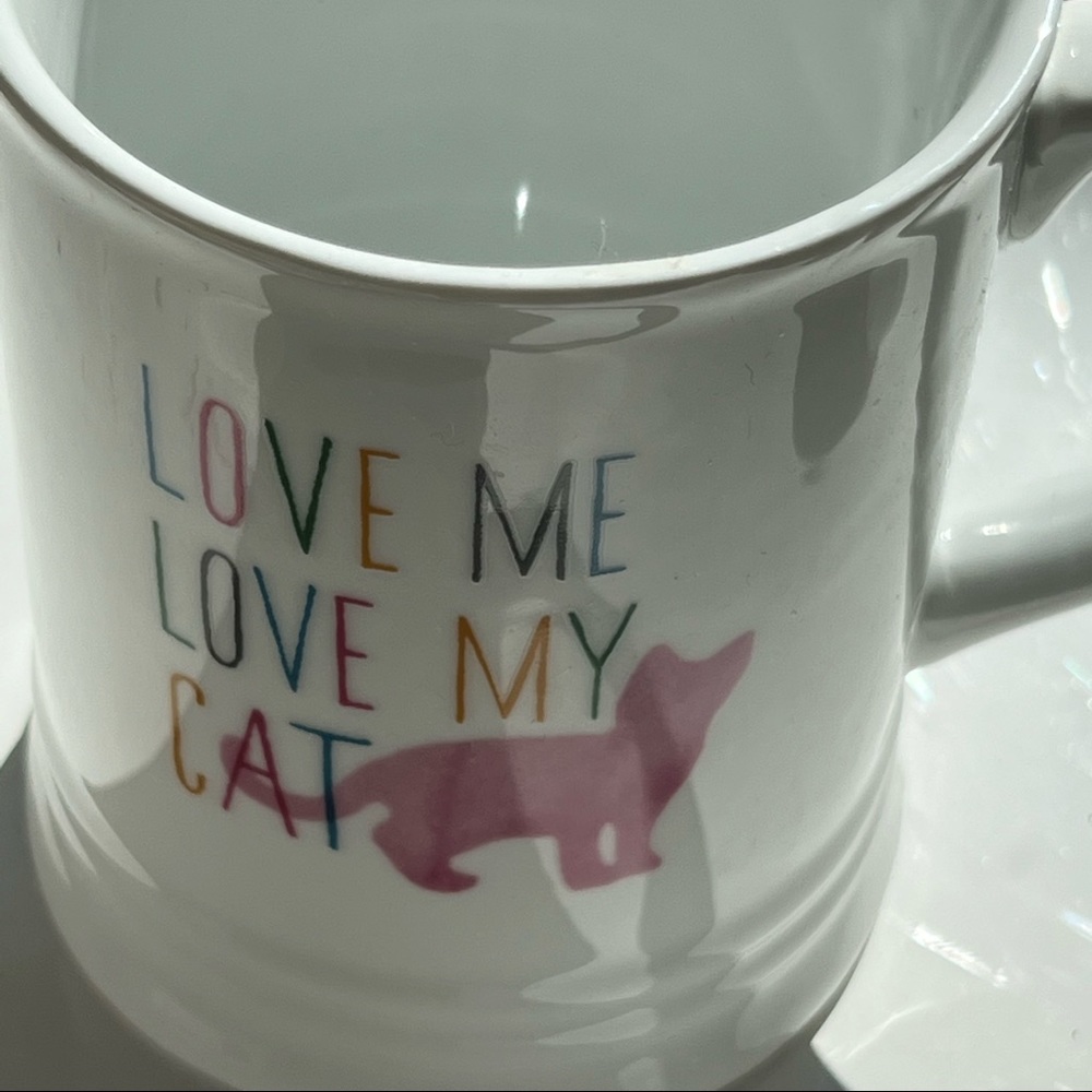 LOVE ME/LOVE MY CAT ceramic mug - 12oz - artwork on both sides